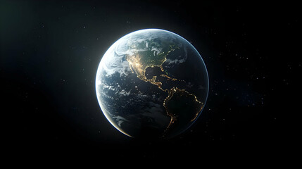 Fototapeta premium Pixelated Earth At Night In Space