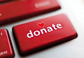 Make a red heart donation by pressing the keyboard button to support a non profit organization online now.