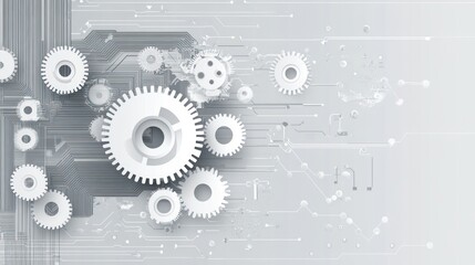 Abstract gears and circuit board background. Possible use Technology, innovation, engineering