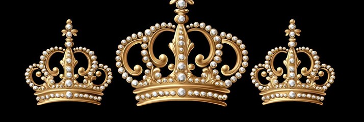 Ornate Gold Crowns with Pearls