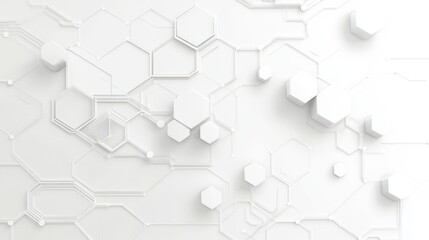 Obraz premium Abstract white geometric pattern, hexagonal shapes, interconnected lines, digital background, technology concept, industrial design, for presentation backgrounds, use in web design