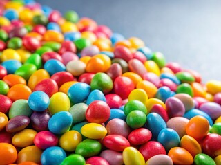 Obraz premium Colorful Candy Coated Chocolates, Sweet Treats, Assorted Dragees, Confectionery Background