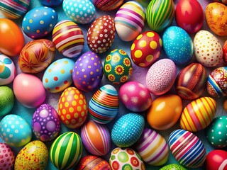 Obraz premium Colorful Easter Eggs Clip Art: Festive Spring Holiday Decoration Images