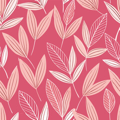 Scandinavian Seamless Pattern Featuring Delicate and Minimalist Leaf Motifs