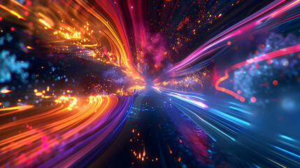Obraz premium Neon Abstract Interpretation of Microscopic VX Velocity