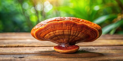 Reishi mushroom on wooden desk, nature, energy boost,  nature, energy boost