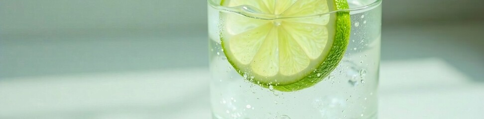 Refreshing lime drink with bubbles in a clear glass, perfect for summer enjoyment.