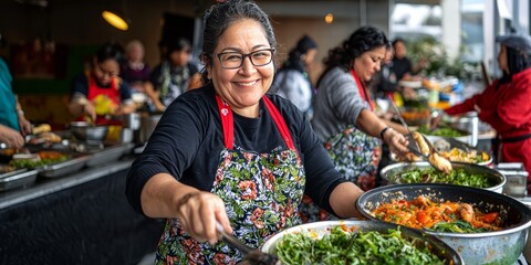 Joyful Chef Prepares Fresh Healthy Meals at Community Kitchen Event
