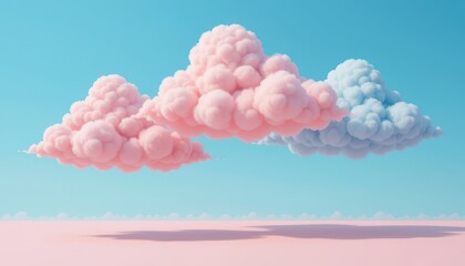 Obraz premium Colorful clouds drift over serene landscape digital art bright sky abstract view