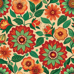 Enchanting Seamless Floral Kaleidoscope in Vibrant Hues