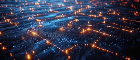 Obraz premium Abstract digital network glowing lines.