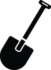 Shovel icon. isolated on white background. black design in trendy style