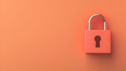 Fototapeta premium Orange Lock On Coral Background
