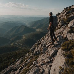Write a sensory description of standing on top of a mountain.