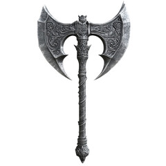 Detailed Axe With Ornaments. Fantasy Battle Weapon. 3D Render Isolated On White