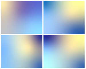 Obraz premium Blue Yellow Color Gradient Background in 4 Variations, Backdrop Palette for Brochures, Posters, Social Media, Presentations, Branding. Colorful Blurred Abstract Blue and Yellow Wallpaper