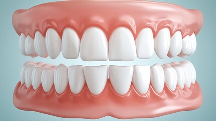 Obraz premium 3D render of healthy human teeth and gums.