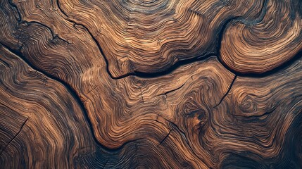 Fototapeta premium Intricate Wood Grain Texture Rich Brown and Dark Swirls Natural Wooden Background