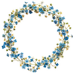 Floral Arrangement With Blue And White Flowers On White Background. Perfect For Wedding Invitations And Design Elements