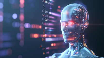 Fototapeta premium Glowing digital lock symbolizing AI copyright protection with binary code, representing cybersecurity, data privacy, and intellectual property concepts in modern technology.
