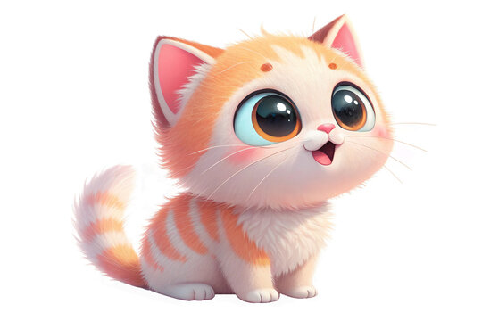 Cute cartoon kity kawaii style isolated on transparent background - 3d rendering-generated by ai