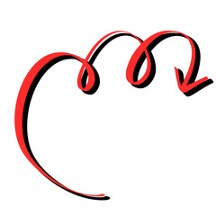 Arrow Stroke Marker Line with Shadow – Hand-Drawn Doodle Directional Element for Guidelines and Web Design or Scrapbook Design