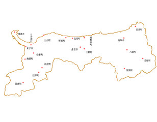 鳥取県　地図　白　斑点　イラスト