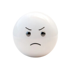 Fototapeta premium A white angry face with a frown isolated on transparent background