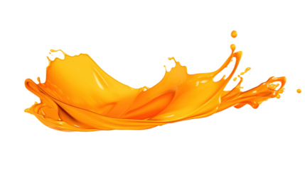 Orange Paint Splash Isolated on PNG Transparent Background