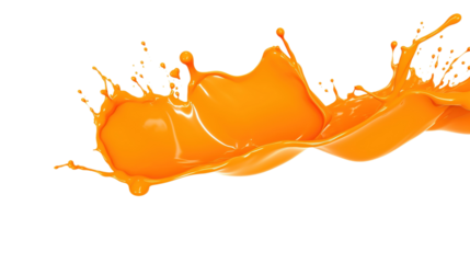 Orange Paint Splash Isolated on PNG Transparent Background