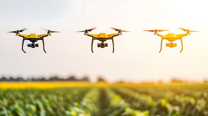 Drone agriculture monitoring farmland aerial photography sunny landscape bird's eye view precision farming