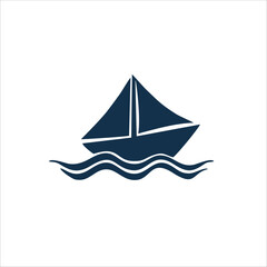 sailing ship icon logo with color gray