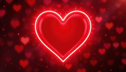 Glowing heart symbol romantic setting digital art vibrant background close-up love concept