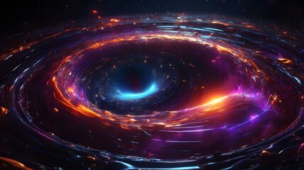 Obraz premium Background 3d Mesmerizing 8K Ultra-Detailed Cosmic Vortex with Black Hole, A highly detailed and ultra-realistic visualization of a cosmic vortex in deep space, featuring a mesmerizing black hole