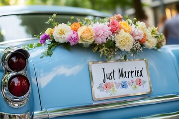 wedding car with a floral touch

