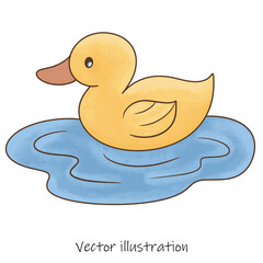 Small duck floating in a puddle