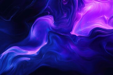 Obraz premium abstract digital waves in deep purple and indigo flowing like liquid silk against a black background ethereal glow mystical atmosphere