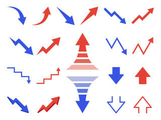 プレゼンや資料作成に使える赤と青の矢印セット
