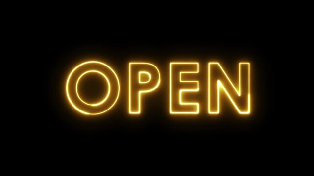 Flashing neon business OPEN sign, Logo neon green open shop with black background
Square Open Neon Sign Loop from Side. Flickering neon green glowing open sign black background