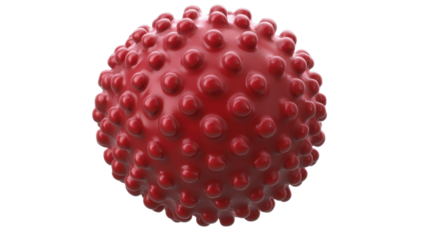 red virus featuring a rounded textured isolated on white background