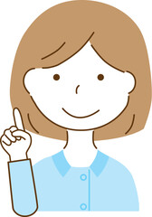 ワンポイントアドバイスをする白衣を着ている女性

