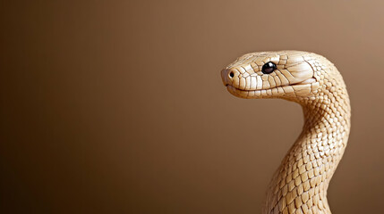 Fototapeta premium Close Up Snake Head Portrait Against Brown Background