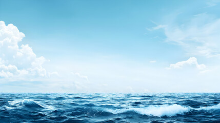 Fototapeta premium Vast Ocean Under A Cloudy Blue Sky