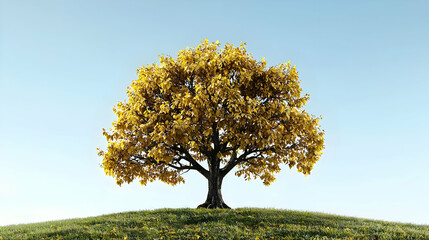 Fototapeta premium Solitary Yellow Autumn Tree On Hillside