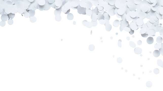 White confetti falling on transparent background for celebration design