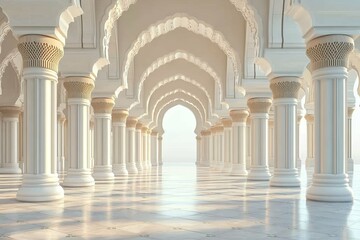 Fototapeta premium A detailed hallway with arches and supporting pillars extends gracefully