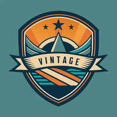 Vintage Surfing Logo Template with Classic Badge Design