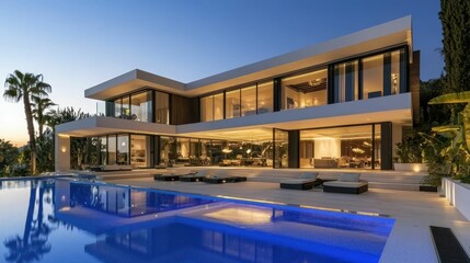 Fototapeta premium Modern Luxurious Mansion with Elegant Interiors and Pool