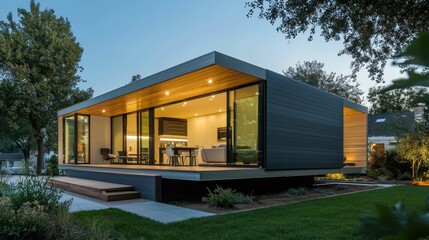 Fototapeta premium Modern Innovative Modular Home with Sleek Functional Design