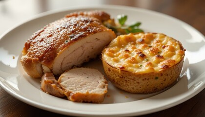 Delicious roast chicken dinner home kitchen food photography cozy setting close-up culinary delight